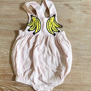Stella McCartney Kids Light Pink Banana Patch Bubble Romper Cotton 24 months
